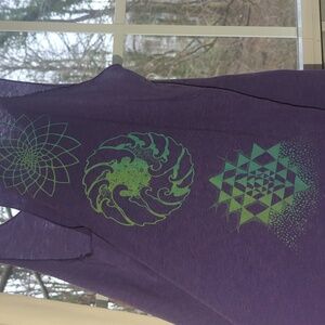 Purple Tank Top with Green Geometric Patterns